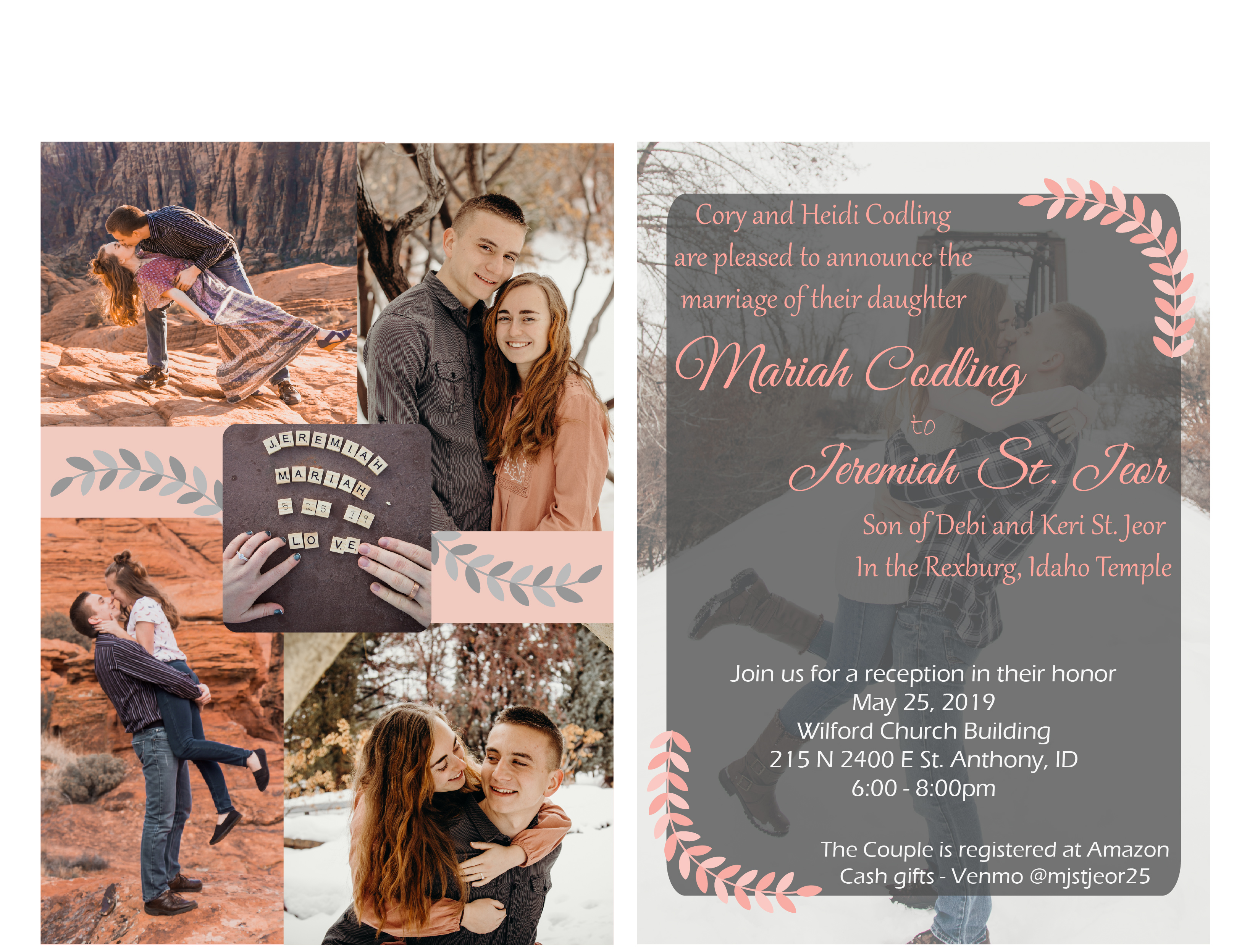 Double-sided wedding announcement